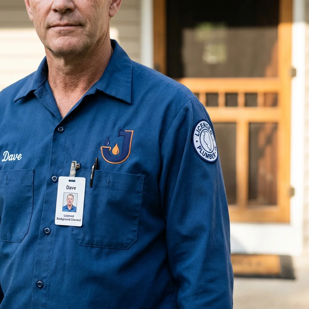 Licensed plumber showing ID badge in Winter Springs, FL