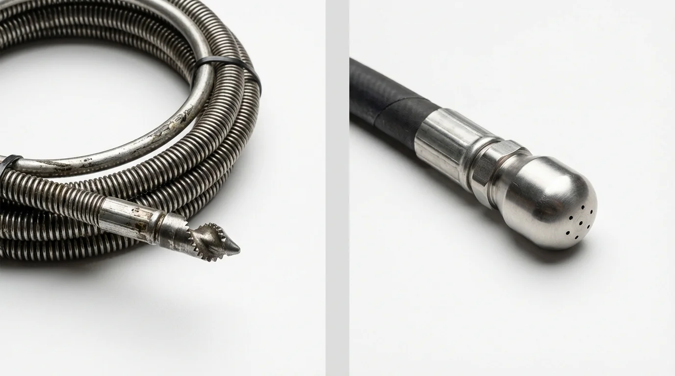 Drain snake cable and hydro jetting nozzle used for drain cleaning in Winter Springs, FL