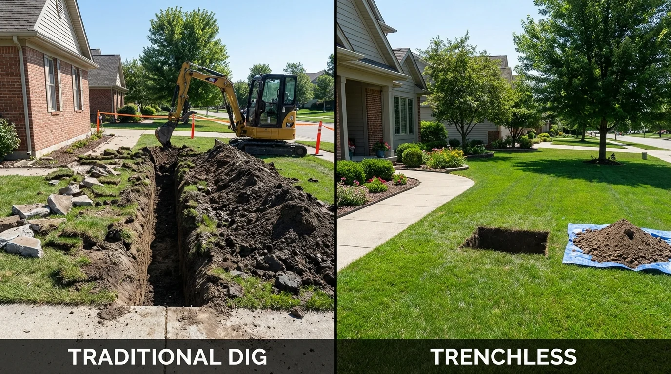 Trenchless sewer repair with minimal yard damage versus traditional excavation in Winter Springs, FL